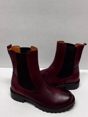 MIZ MOOZ LEATHER BOOTS SIDE ELASTIC GORE WINE 37EU / 7US # B -25